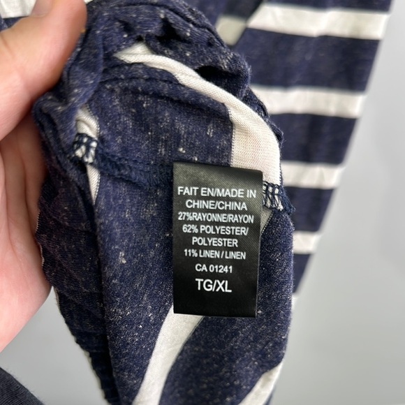 Twik ~ Striped Navy and Cream Women's Top - Picture 6 of 7